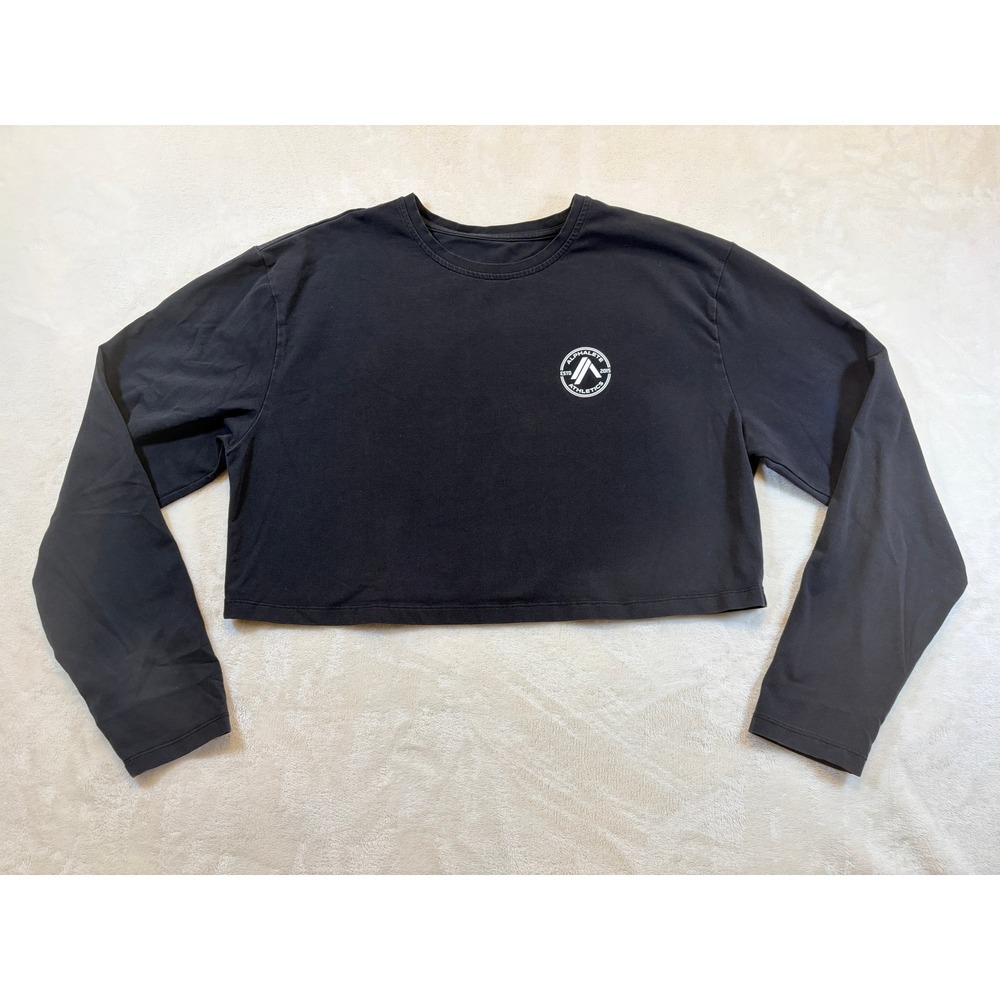 Alphalete Black Logo Long Sleeve Crop Top Athletic Women XL Excellent